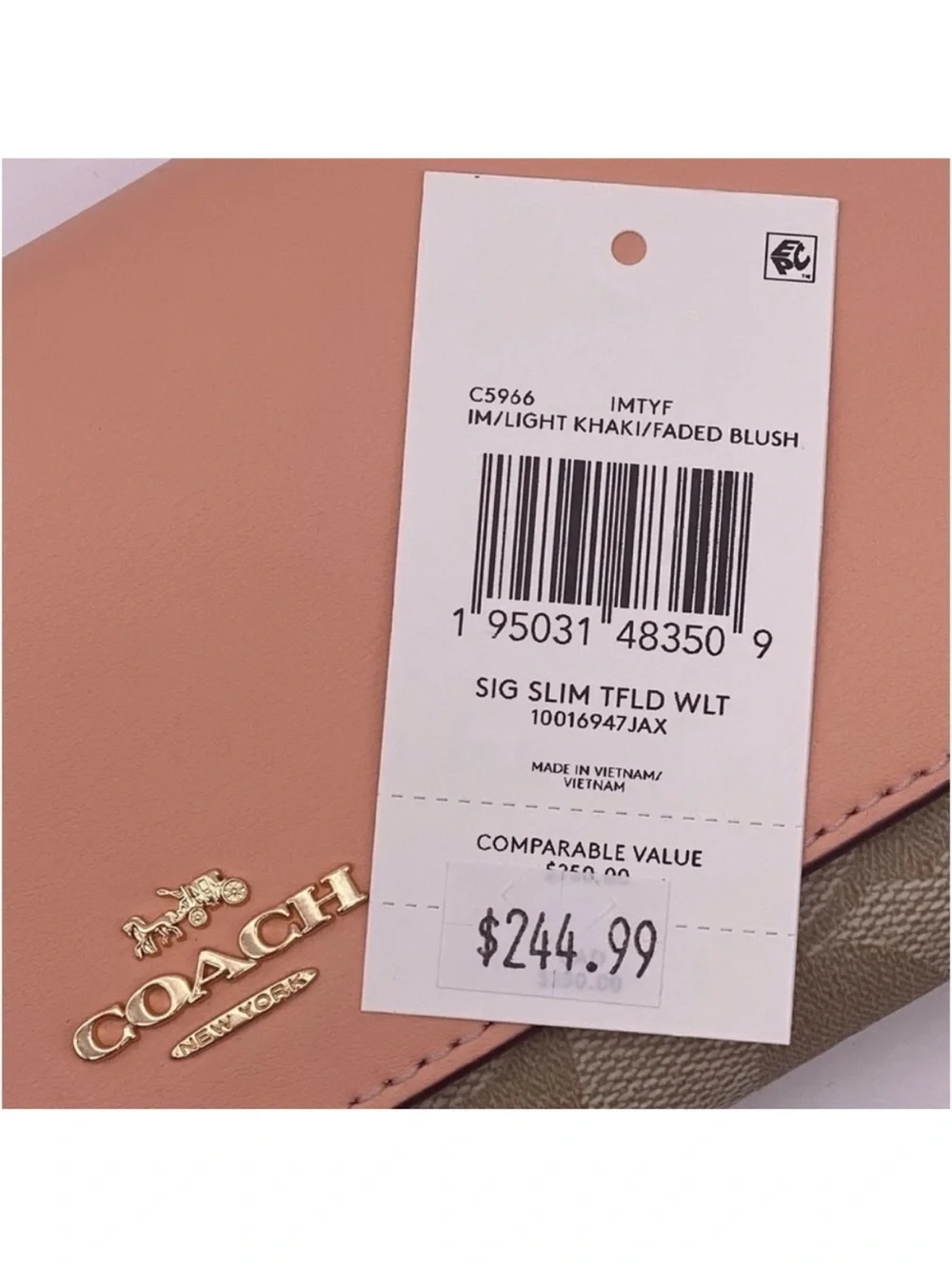 Coach Slim Trifold Wallet In Signature Canvas